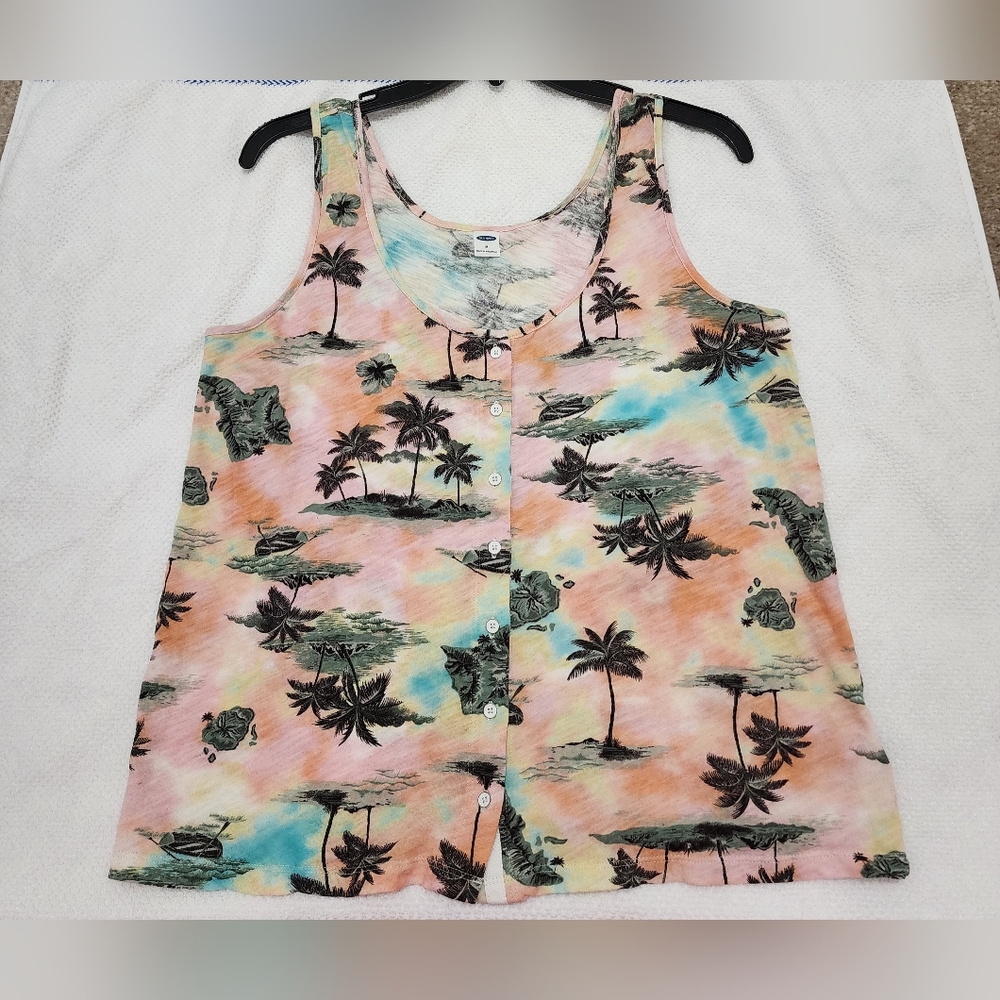 Old Navy Multicolor Palm Print Top